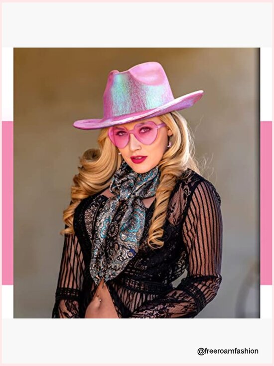 Lighted Cowgirl Hat Set with Bandana Sunglasses Earrings Halloween Costume